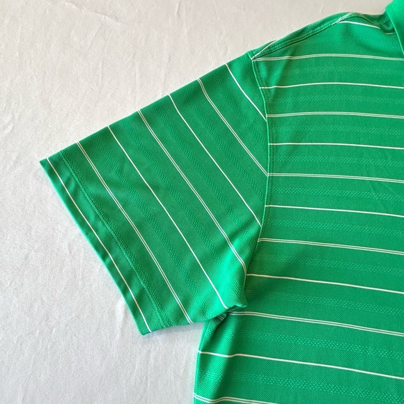 Nike Golf Mens Polo Dri-Fit Green White Striped Short Sleeve Polo Shirt Size L - Picture 10 of 16